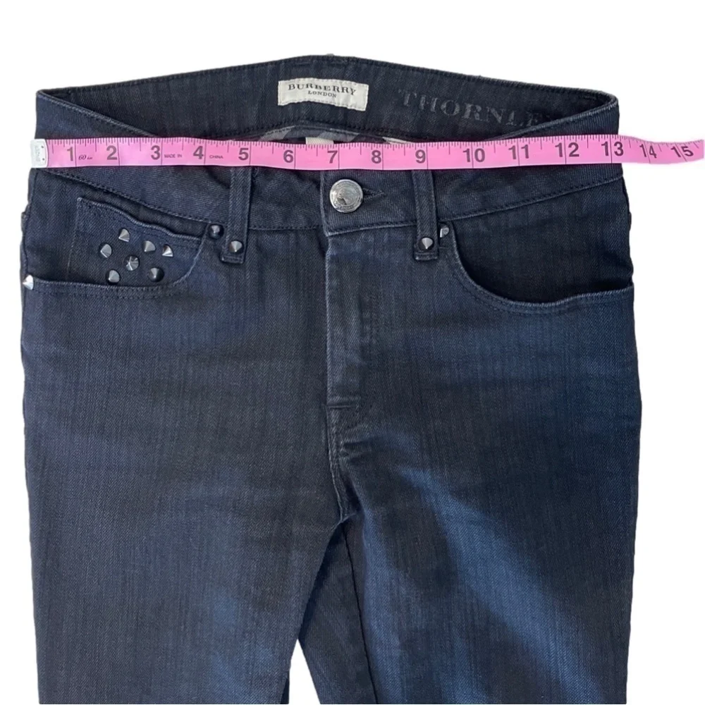 BURBERRY LONDON WOMAN BLACK DENIM WITH STUDDED DETAIL SZ 27 - Picture 6 of 11